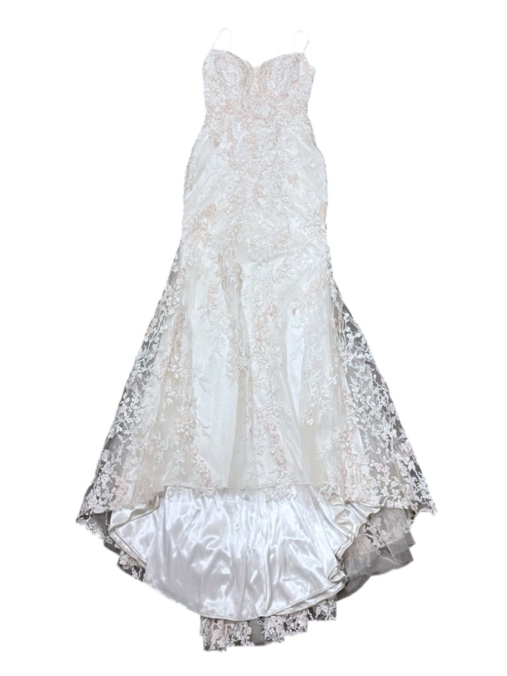 Sherri Hill White & Pale Pink Floral Appliqué Prom Dress - Picture 3 of 16
